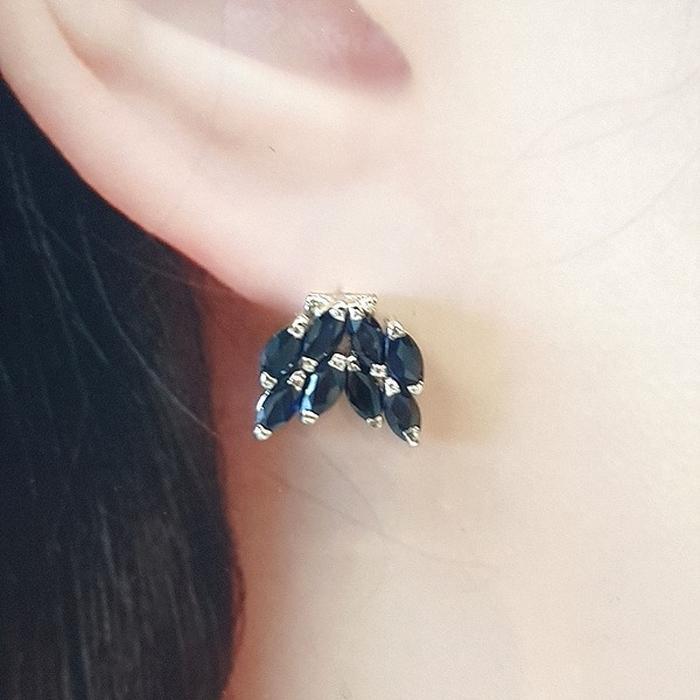 Bluekey AA-grade Nightfall Sapphire Earrings 250211-10 (30852007A)
