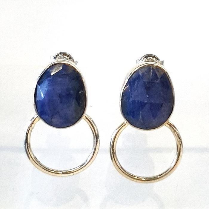 BlueKey AA-grade Antique Sapphire Gem Earings 250211-03 (30852022A)