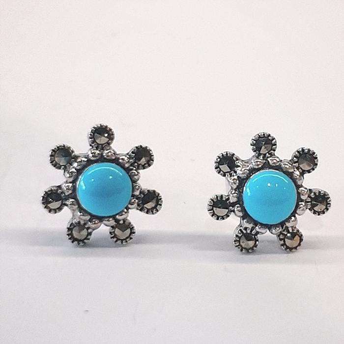 Bluekey Silver925 Turquoise Synthetic Earrings 250212-20 (31194306A)