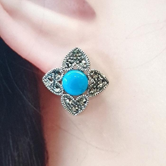 Bluekey Silver925 Turquoise Synthetic Earrings 250212-19 (31194308A)