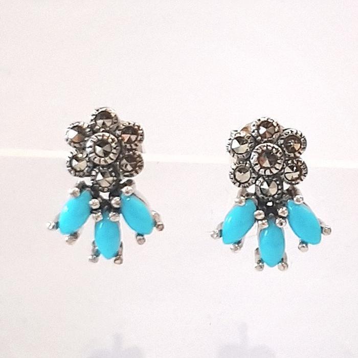 Bluekey Silver925 Turkish Sapphire Synthetic Earrings 250212-18 (31194311A)