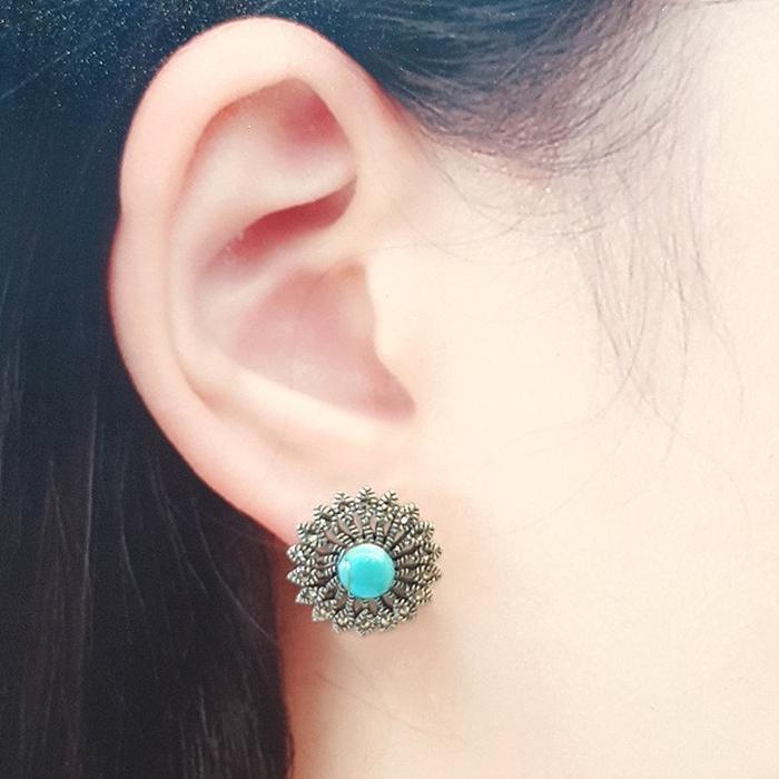 Bluekey Silver925 Turquoise Synthetic Earrings 250212-15 (31194312A)