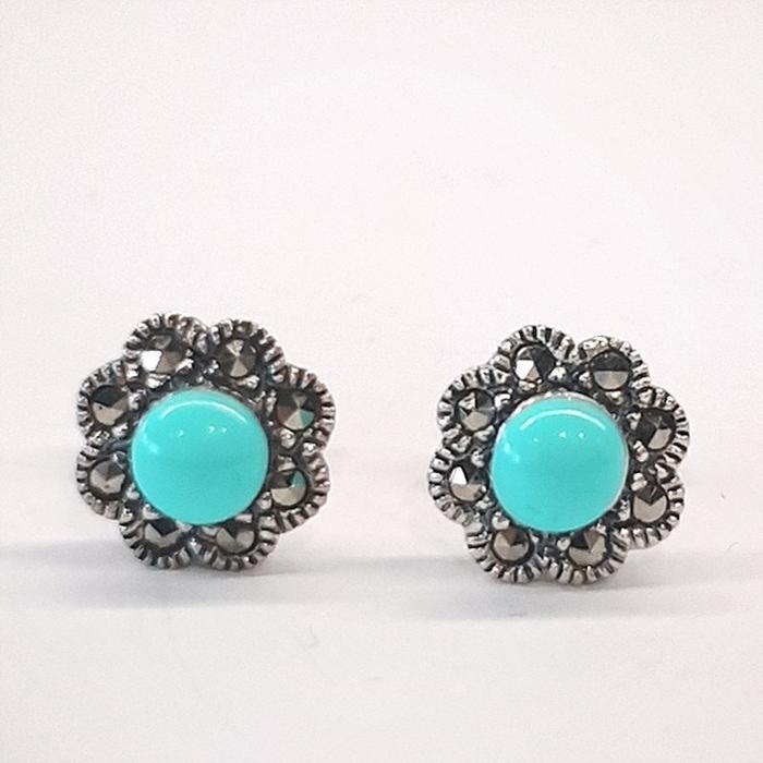 Bluekey Silver925 Turquoise Synthetic Earrings 250212-14 (31194313A)