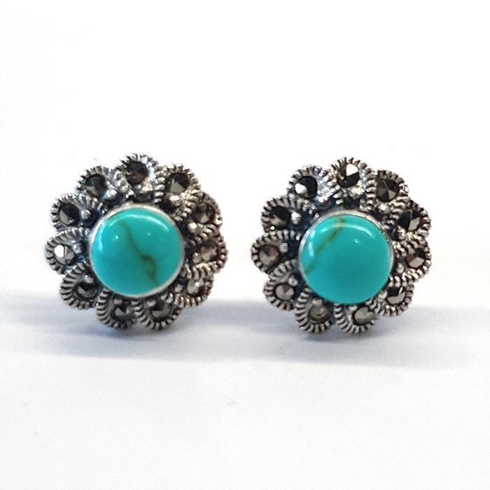 Bluekey Silver925 Turquoise Synthetic Earrings 250212-09 (31194314A)