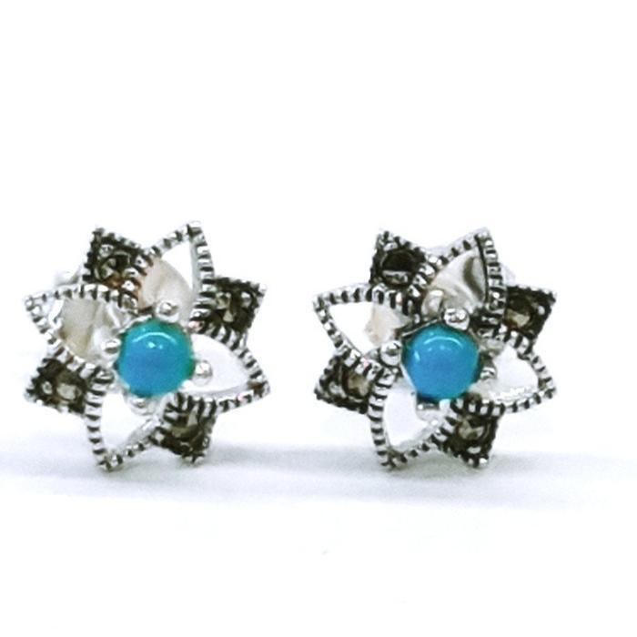 Bluekey Silver925 Turquoise Synthetic Earrings 250212-12 (31194315A)