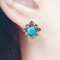 Bluekey Silver925 Turquoise Synthetic Earrings 250212-10 (31194321A)