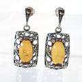 Bluekey Silver925 Brown Pumpkin Raw Stone Earrings 250212-05 (31194331A)