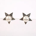Bluekey Silver925 Star Gemstone Freshwater Pearl Earrings 250301-22 (31489194A)