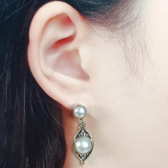 Bluekey A-grade antique cultured pearl earrings 250301-11 (31489203A)