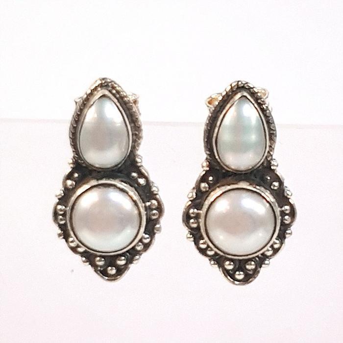 Bluekey A-grade antique cultured pearl drop earrings 250301-10 (31489205A)