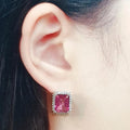 Bluekey AA-grade square pink topaz rough earing 250301-02 (31489211A)