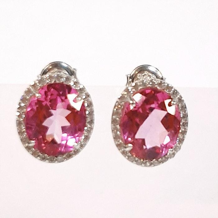 Bluekey AA-grade Pink Topaz Rough Earrings 250301-07 (31489212A)