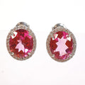 Bluekey AA Grade Simple Pink Topaz Gem Earring 250301-01 (31489217A)