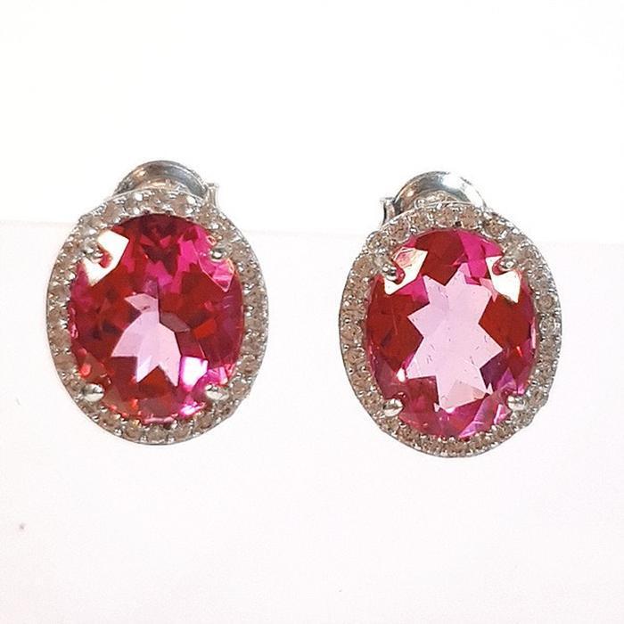 Bluekey AA Grade Simple Pink Topaz Gem Earring 250301-01 (31489217A)
