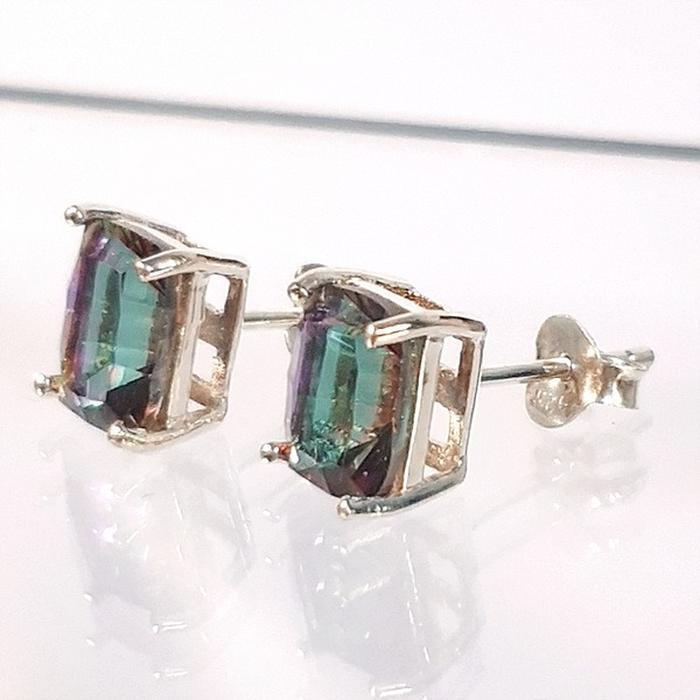 Bluekey A Square Mystic Topaz Rough Earrings 250302-23 (31539826A)