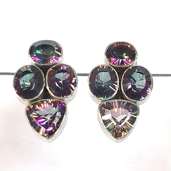 Bluekey Silver925 Mystic Topaz Gem Earrings 250302-19 (31539830A)