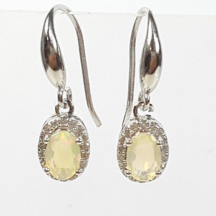 Bluekey A-grade Dalang milk opal rough earrings 250310-21 (32591207A)