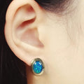 Bluekey Silver925 Blue Sapphire Synthesis Earrings 250310-16 (32591211A)