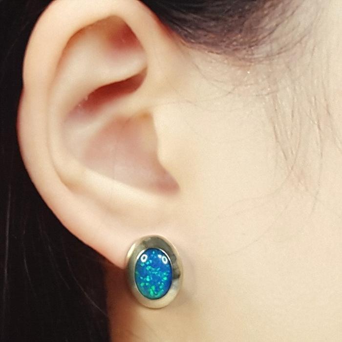 Bluekey Silver925 Blue Sapphire Synthesis Earrings 250310-16 (32591211A)