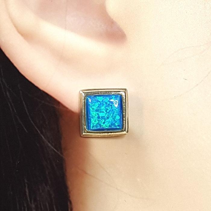 Bluekey Silver925 Blue Topaz Synthetic Earrings 250310-18 (32591212A)