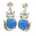 Bluekey Silver Cat Opal Synthetic Earrings 250310-19 (32591213A)