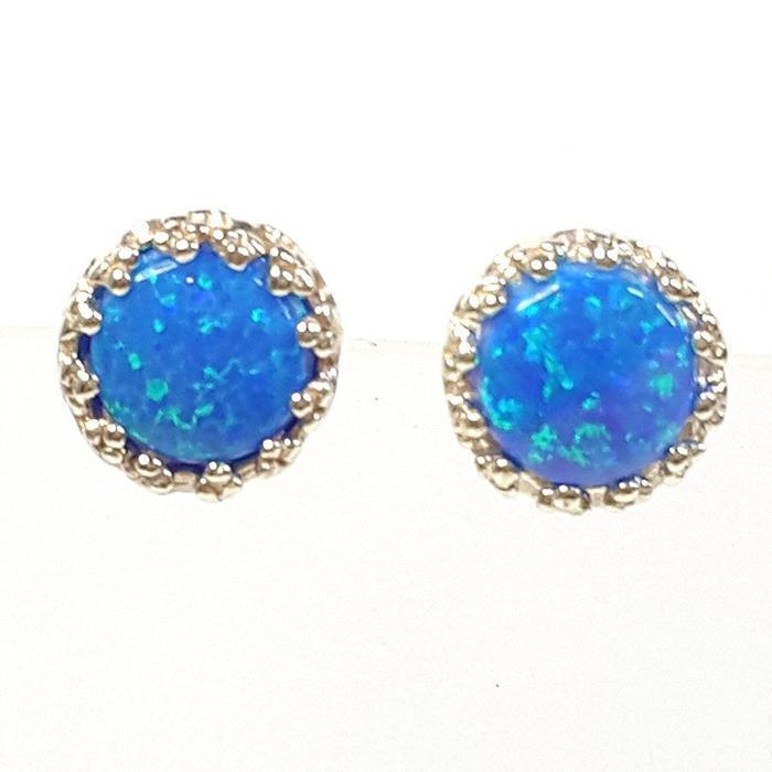 Bluekey Silver925 Blue Opal Synthetic Earrings 250310-15 (32591225A)