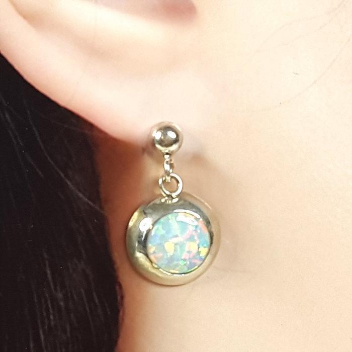 Bluekey Silver925 Milk Opal Synthetic Earrings 250310-13 (32591226A)