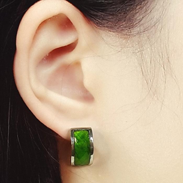 Bluekey Silver925 Peridot Synthetic Earrings 250310-07 (32591233A)