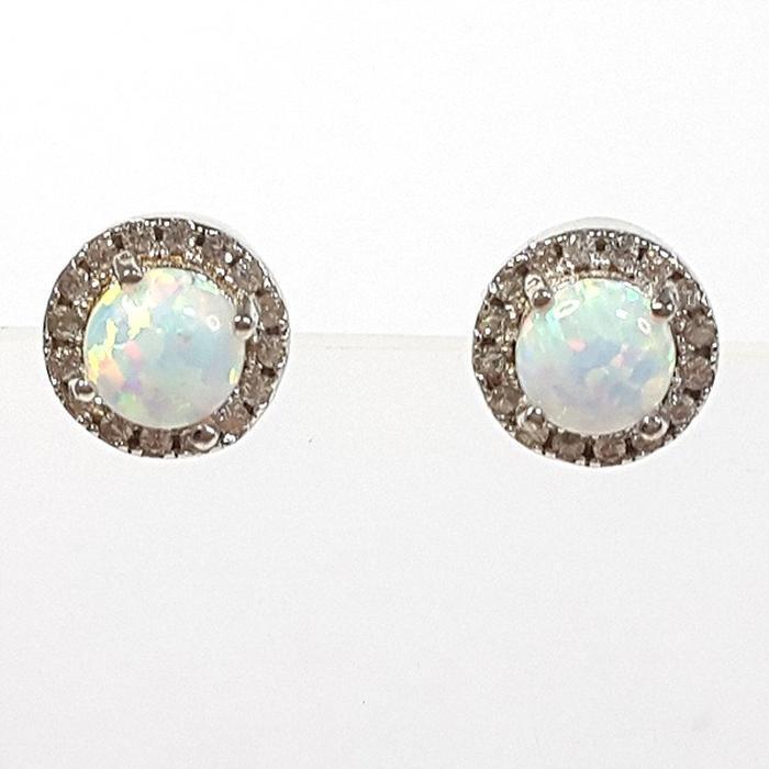 Bluekey Silver925 Milk Opal Synthetic Earring 250310-11 (32591235A)