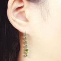 Bluekey A-grade Long Green Peridot Diamond Earrings 250310-01 (32591245A)