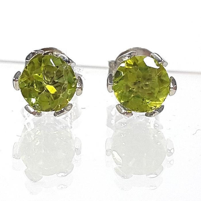 Bluekey A-grade Green Peridot Raw Stone Earring 250309-14 (32591257A)