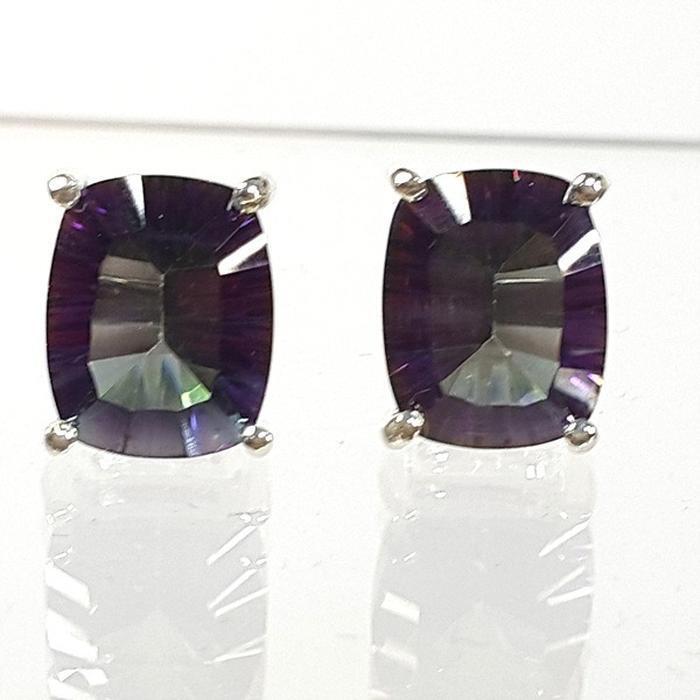 Bluekey AA-grade Mystic Topaz Raw Earring 250309-09 (32591262A)