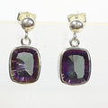 Bluekey A-rank square Mystic Topaz rough earring 250309-08 (32591274A)