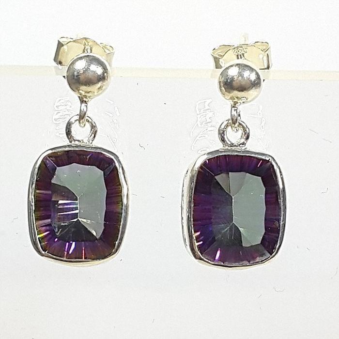 Bluekey A-rank square Mystic Topaz rough earring 250309-08 (32591274A)