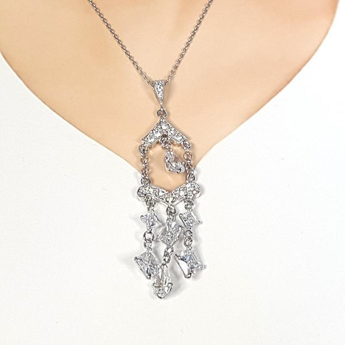 Bluekey A-grade Silver925 Diamond Cut Cubic Pendant Necklace 250402-01 (32921058A)