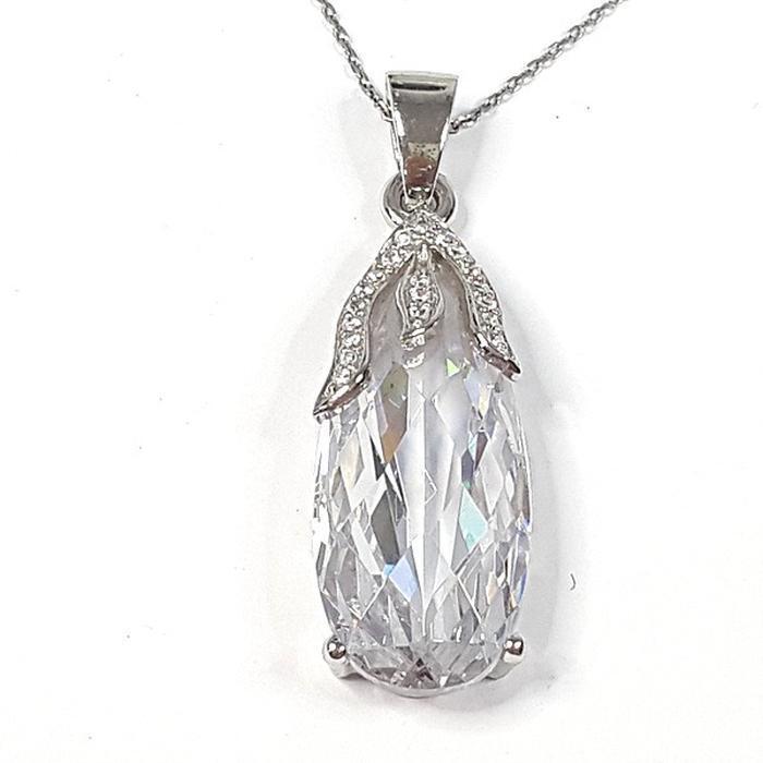 Bluekey A-rank Silver 925 Diamond Cut Cubic Pendant Necklace 250402-03 (32921059A)