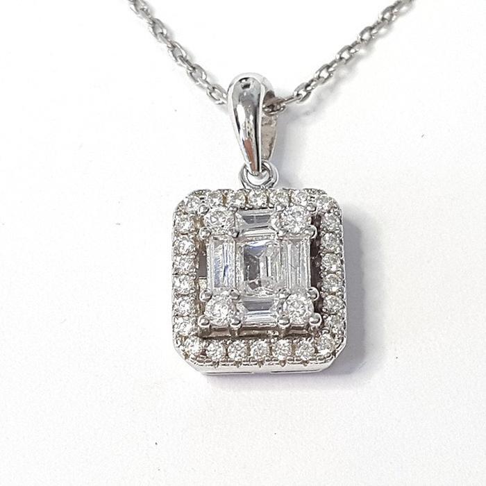 Bluekey A-grade silver925 diamond-cut cubic pendant necklace 250401-22 (32921066A)