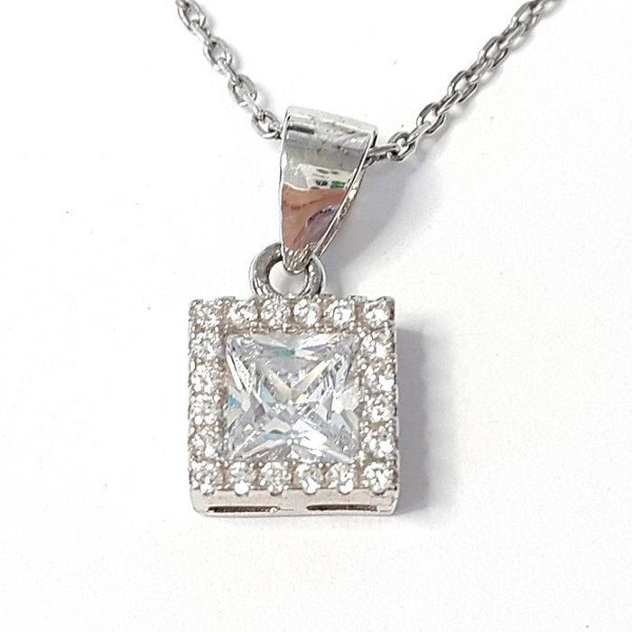 Bluekey A-grade silver 925 diamond cut cubic pendant necklace 250401-21 (32921072A)