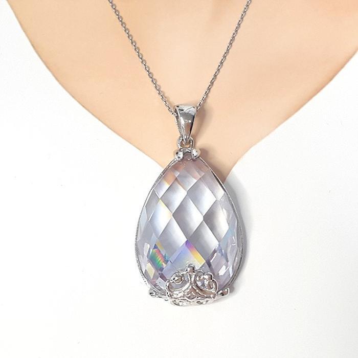 Bluekey A-grade Silver925 Diamond Cut Cubic Pendant Necklace 250402-04 (32921087A)
