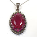 Blueke Silver925 A-grade Synthetic Ruby Necklace 250404-25 (33095363A)