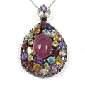 Bluekey AAA Ruby CZ Mix Raw Necklace 250404-22 (33095364A)