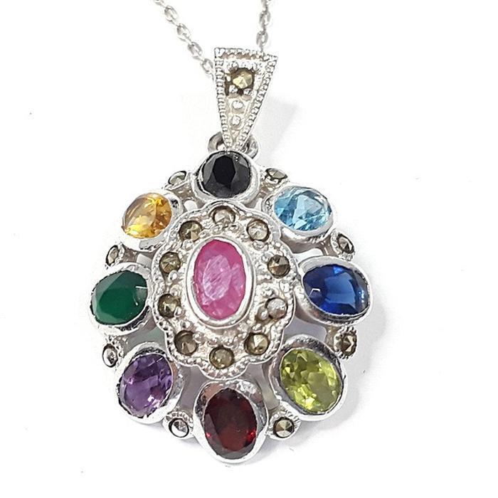 Bluekey A-grade ruby garnet topaz rough necklace 250404-19 (33095366A)