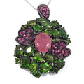 Bluekey AAA Blue Sapphire Green Topaz Gem Necklace 250404-21 (33095367A)