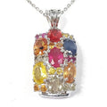 Bluekey AAA Ruby Sapphire Mix Raw Stone Necklace 250404-18 (33095369A)
