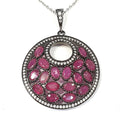 Bluekey AA-grade Big Antique Red Ruby Raw Gem Necklace 250404-14 (33095372A)