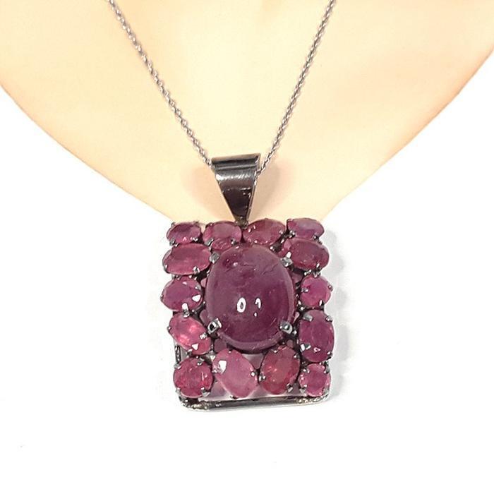 Bluekey A-grade big pink ruby gem necklace 250404-13 (33095375A)
