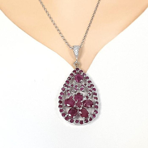 A-grade Flower Antique Red Ruby Diamond Necklace (33095376A)