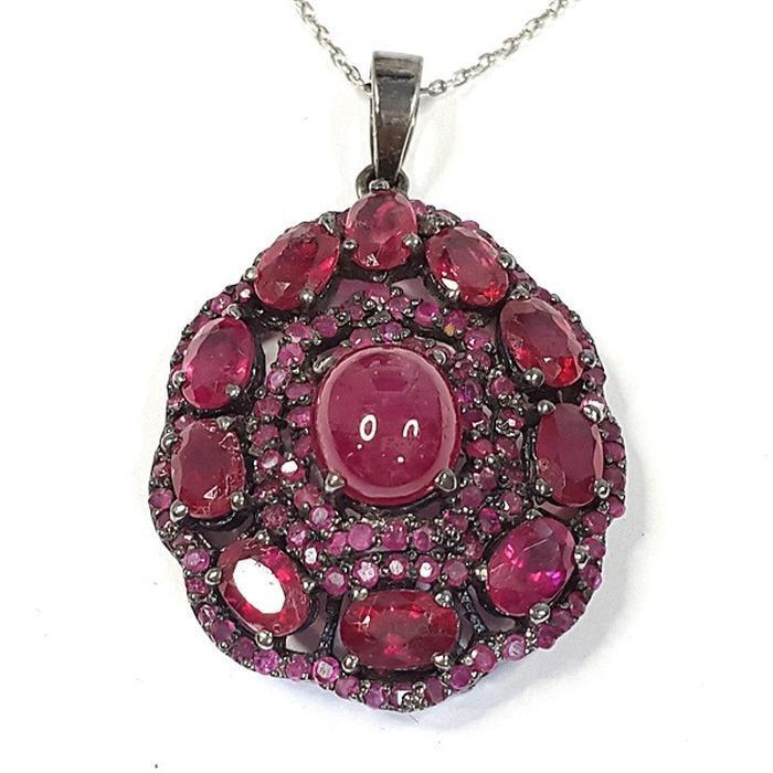 Bluekey AAA Grade Work Redruby Raw Gem Necklace 250404-16 (33095378A)
