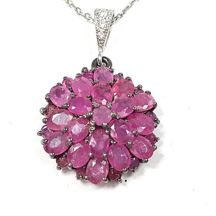 Bluekey AA-grade flower light pink ruby pendant 250404-07 (33095380A)