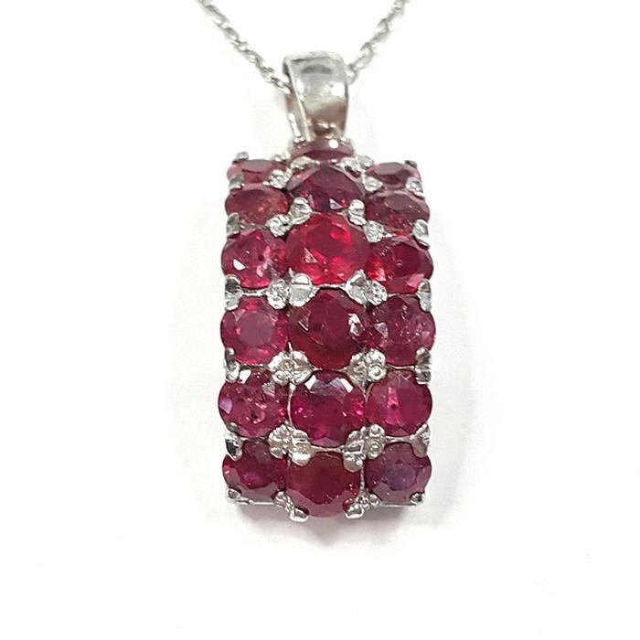 Bluekey AA-class square blood ruby gem pendant 250404-05 (33095383A)